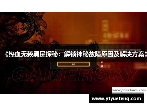 《热血无赖黑屏探秘：解锁神秘故障原因及解决方案》